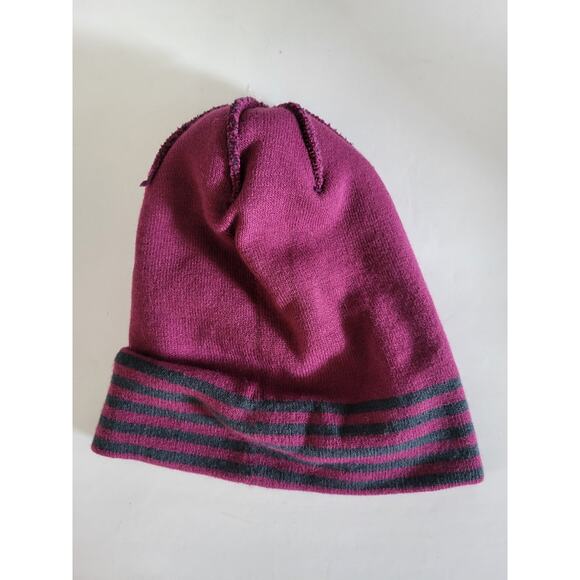 LL Bean Katahdin Pom Winter Beanie Purple Unisex Knit Hat - Picture 3 of 4